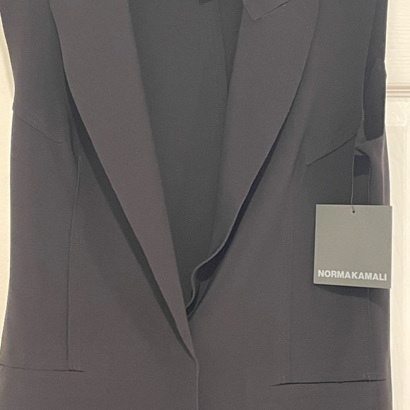 NWT Norma Kamali Sleeveless Single Breasted Long Jacket Vest Buttons Blazer - Picture 11 of 12